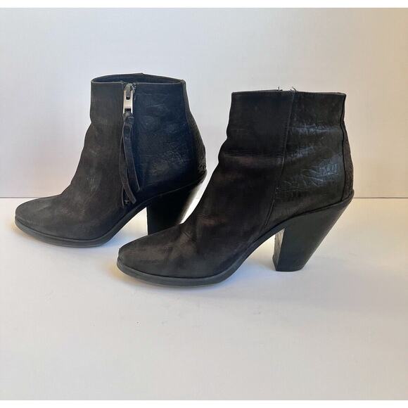 All Saints Black Leather Boots Booties Women Size 9 40 Black Ankle Boots EUC - Picture 4 of 9